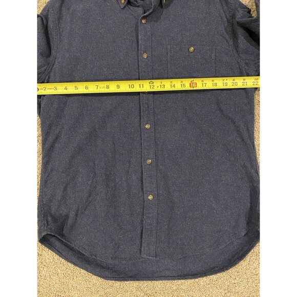 J Crew Flannel Shirt Mens Large Wool Blend Leather Elbow Patch Button Down Blue - Picture 11 of 11